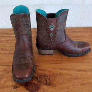 Justin Boots Women size 8B Gypsy Collection L9514 Brown Turquoise